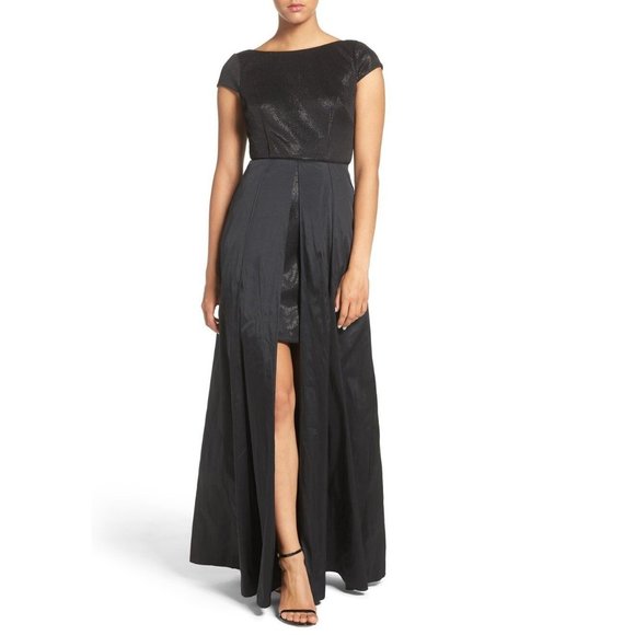 Metallic Knit & Taffeta Gown - Picture 1 of 5